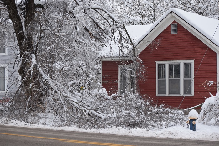 House damaged by winter blizzard